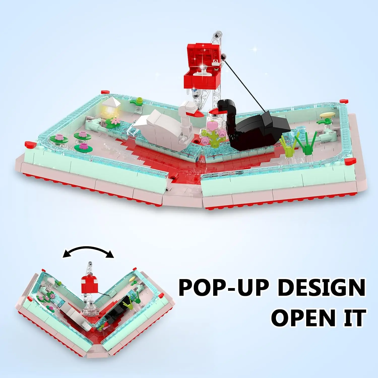 XBricks Pop-Up Book Building Sets, Ideas Cute Anniversary Birthday Gift for Couples Girlfriend Her Adults Kids (533Pcs)