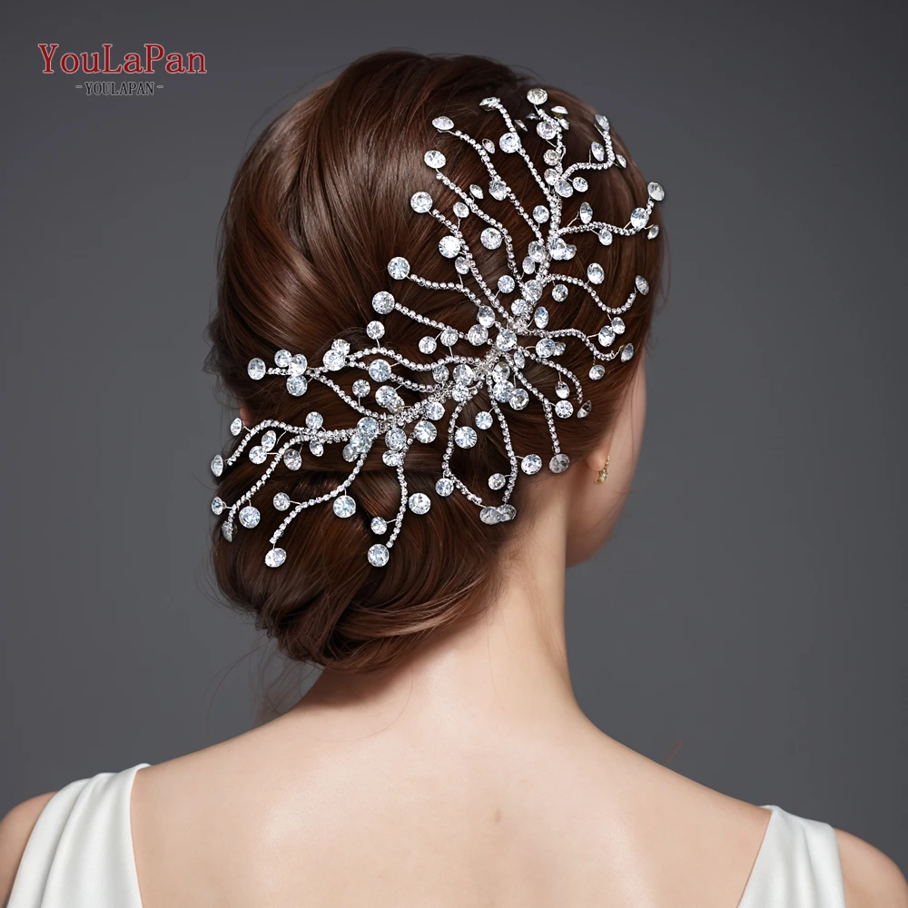 YoulaPan-Luxo Rhinestone Headband para a Noiva, Handmade Casamento Headpiece, Acessórios de Cabelo, Bridesmaid Party Headdress, HP729