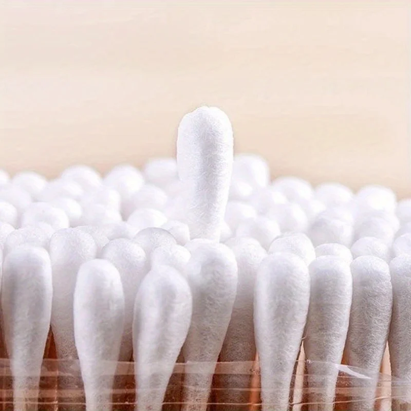 300pcs Bamboo Swabs with Wooden Handle, Double-Ended Swabs, Suitable for Ears, Makeup, Daily Cleaning, Fragrance-Free