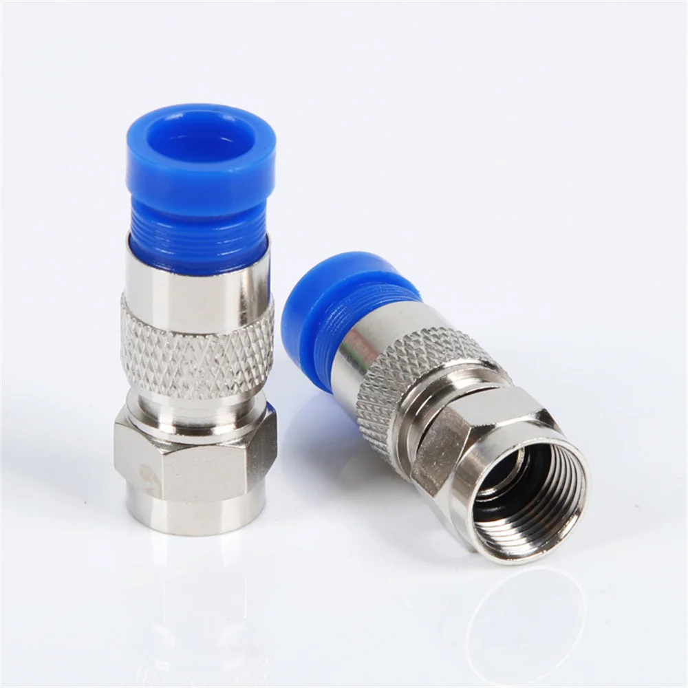 50Pcs Coaxial Cable Compression Fitting for RG6 Coax Cable RG6 F Type Connector Coax Coaxial Compression Fitting RG6 F Connector