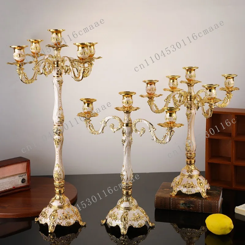 Retro candlestick ornament European exquisite three heads five heads hotel western restaurant candlelight dinner