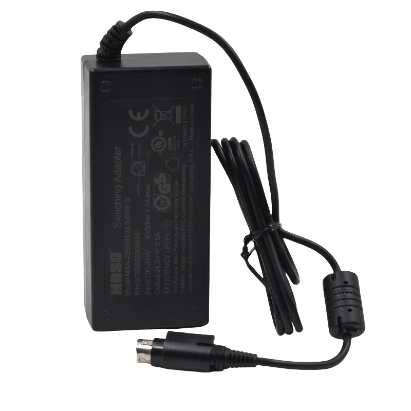 For 60W Printer Power Supply Genuine MOSO MSA-Z2500IS24.0-60W-Q 24V 2.5A 3-PIN Plug AC Adapter Charger