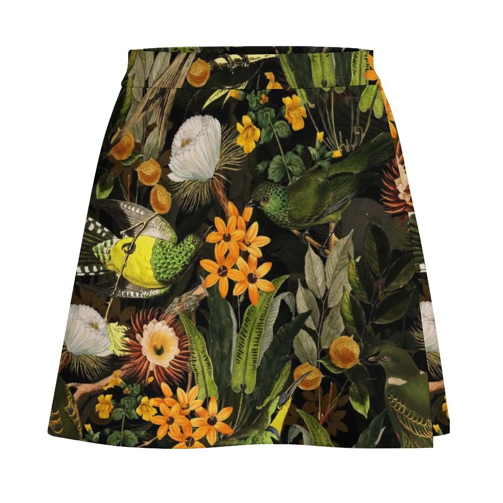 Birds In Tropical Flower Garden - black Mini Skirt School uniform cosplay elegant dresses for women japanese fashion Mini Skirt