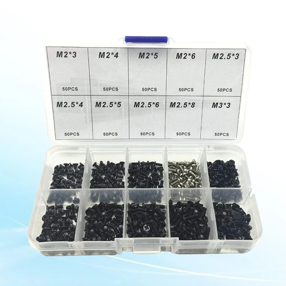 500Pcs Laptop Screws Kit Mini Cross Carbon Steel Black Replacement Repairing Accessory for Laptop Repair Screws Kit
