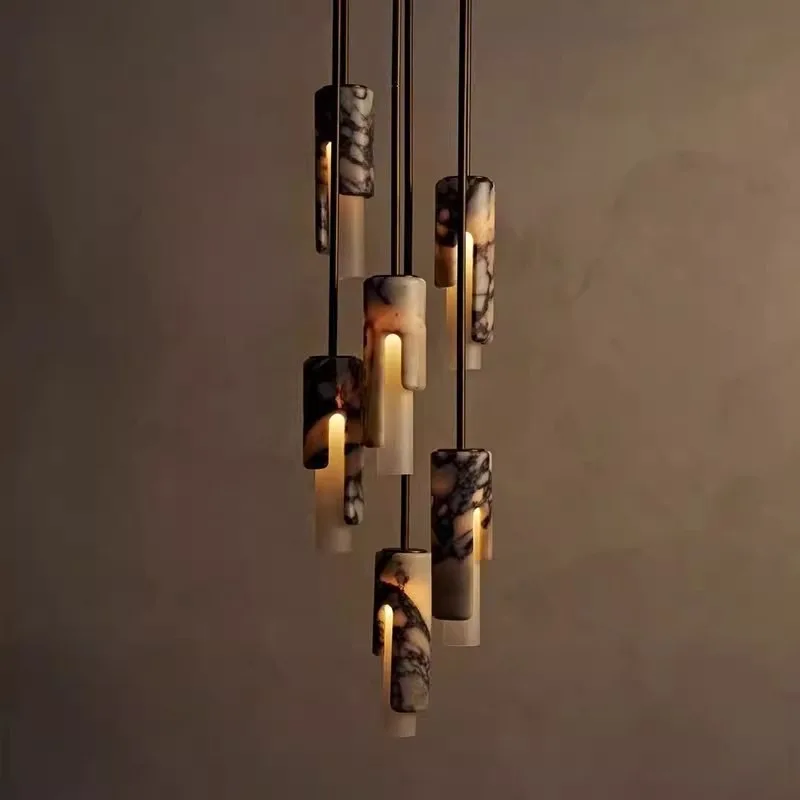 Light luxury natural marble small chandelier, bedside lamp, high-end entrance aisle decoration chandelier