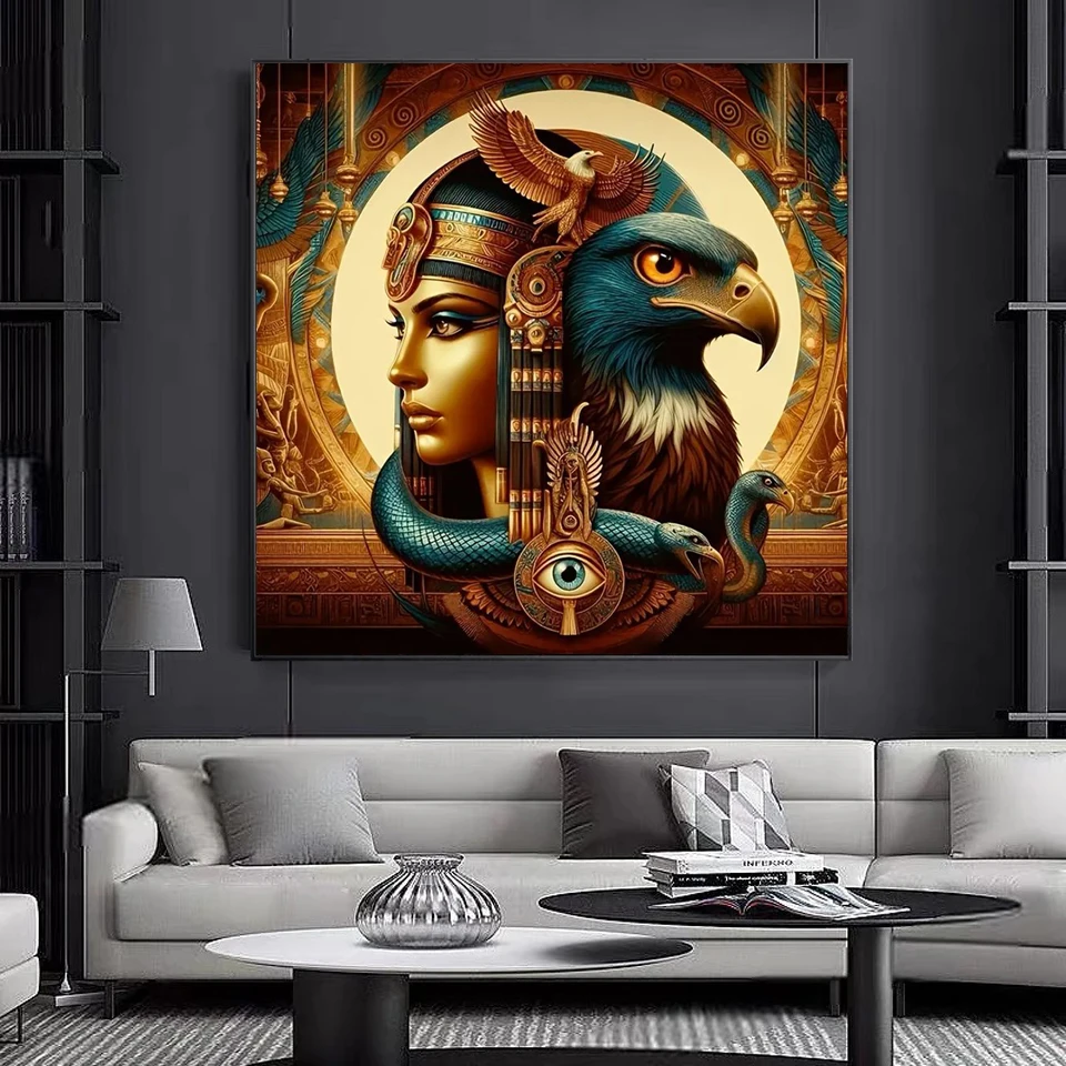 DIY Diamond Painting 2025 Diy Jewel Cross Stitch Egyptian Queen Eagle Pyramid Snake Full Square Diamond Mosaic Rhinestones view 2