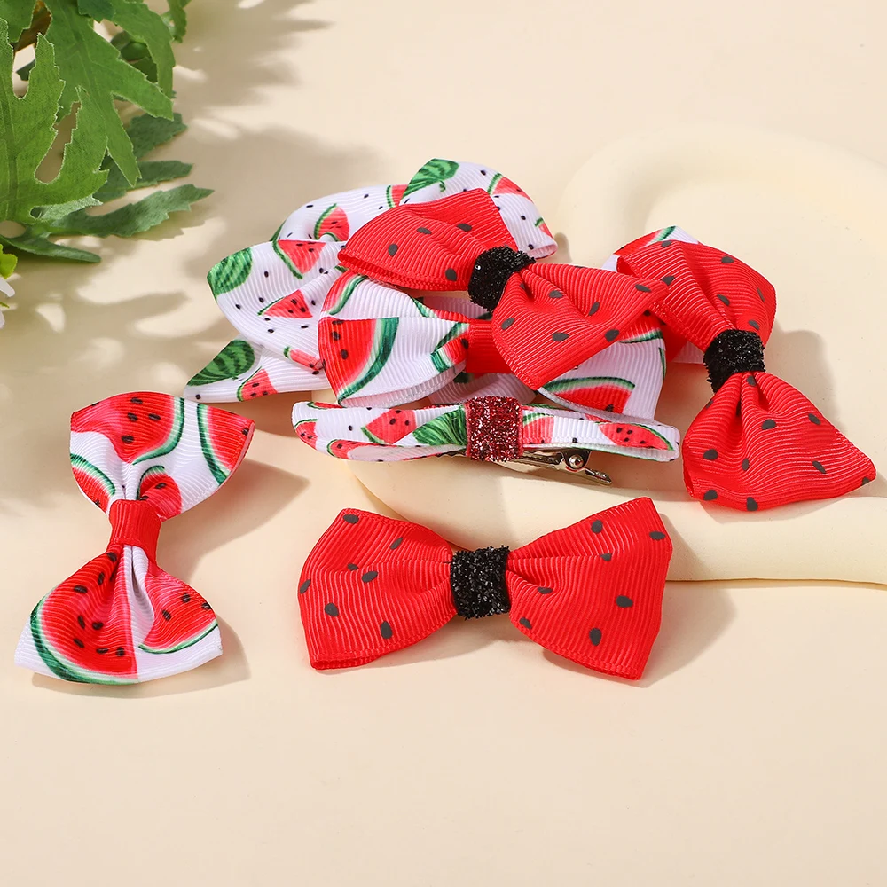 20 pz colore Casuale Carino Anguria Stampato Archi Clip di Capelli Per I Bambini Ragazze Nastro Bowknot Forcelle Barrettes Accessori Per Capelli