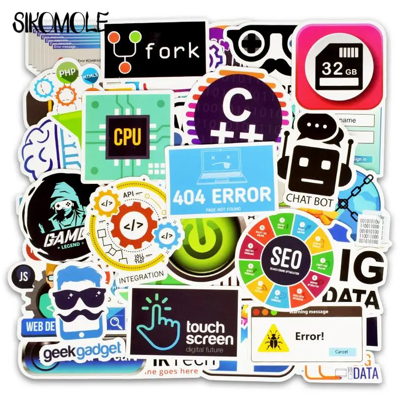 

10/30/50pcs Internet Java Sticker Geek Programmer Php Docker Html Bitcoin Cloud C++ Programming Language For Laptop Stickers F5