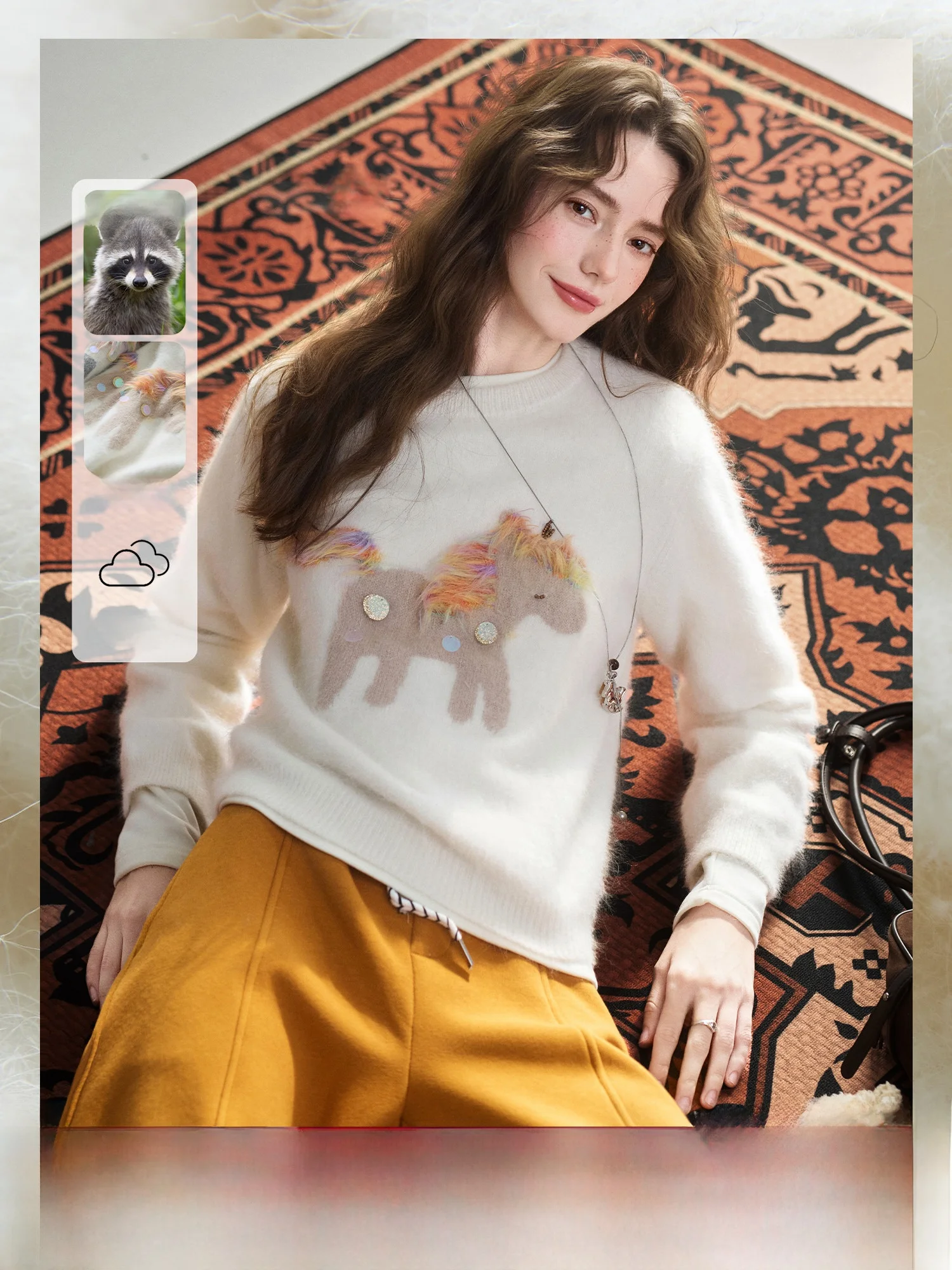 

Dry Bear Fur Knitted Sweater Women's Inner Wear Winter Coat Rabbit Hair Straight Tube Sle Medium Softn Long Sve ro...