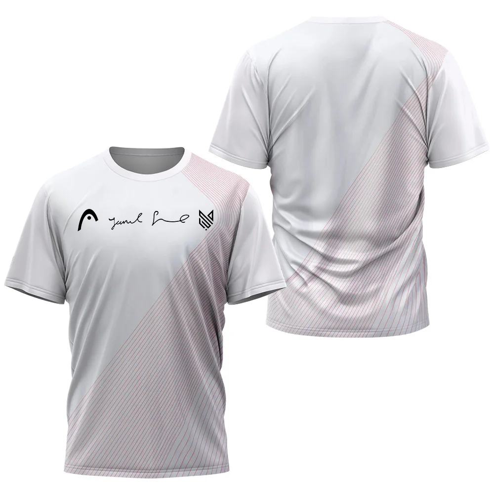 

Теннисная футболка Jannik Sinner Collaboration, мужская футболка в красную полоску с 3D принтом, скоростная сушка, медленный бег, фитнес-тренировочная футболка