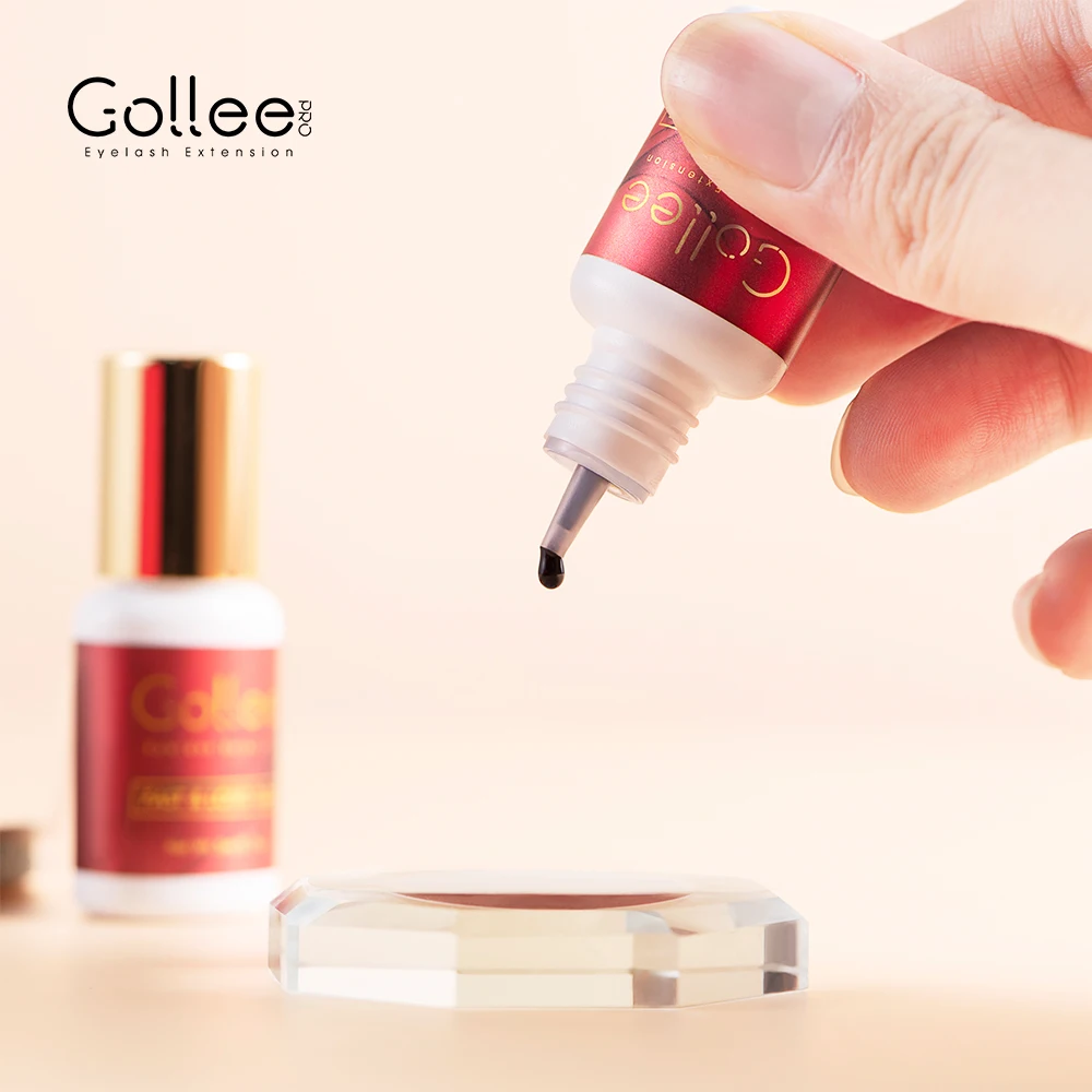 Gollee Fast&Long Glue 1s Dry No Irritation 10/12pcs Lash Extension Adhesive Glue Bond Accelerator Set Primer Clean Lash Supplies