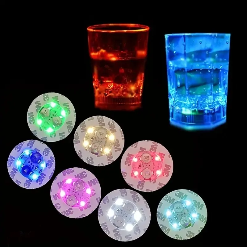 LED Colorful Drink CoastersLighting Bottle Base Pads Flashing Drink Cup Mat LEDWine Glass Lamp for Party WeddingChristmas Decora