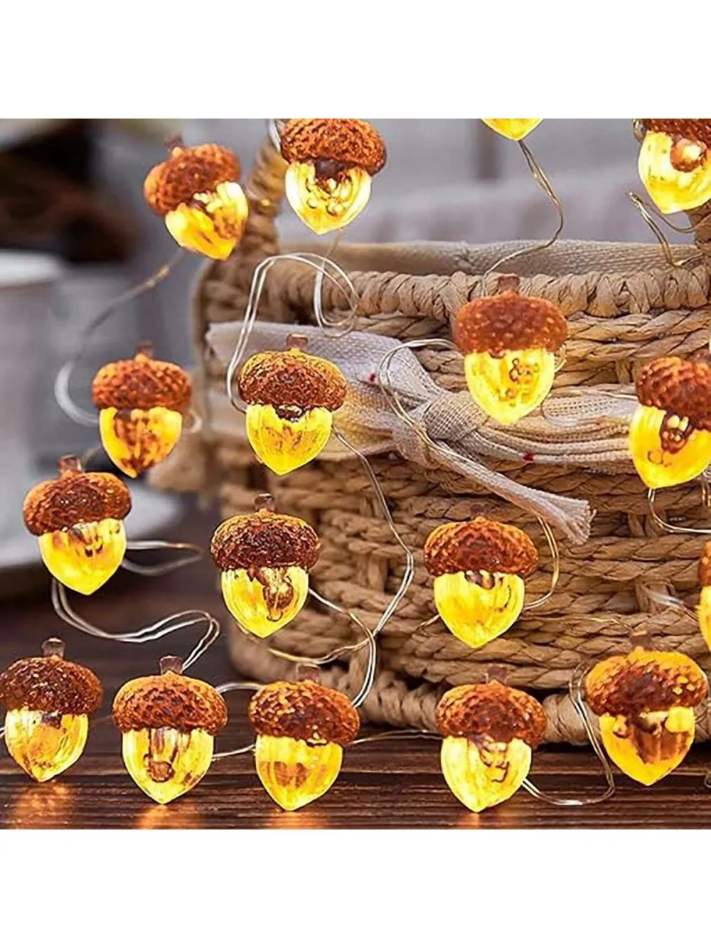 1PC 2M20LED Pinecone Battery Box Light String,suitable for autumn home decor,party,indoor room and holiday corridor decoration