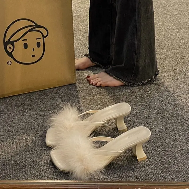 

Нежные сандалии во французском стиле, шлепанцы на толстом каблуке с квадратным носком, летняя модная уличная женская обувь