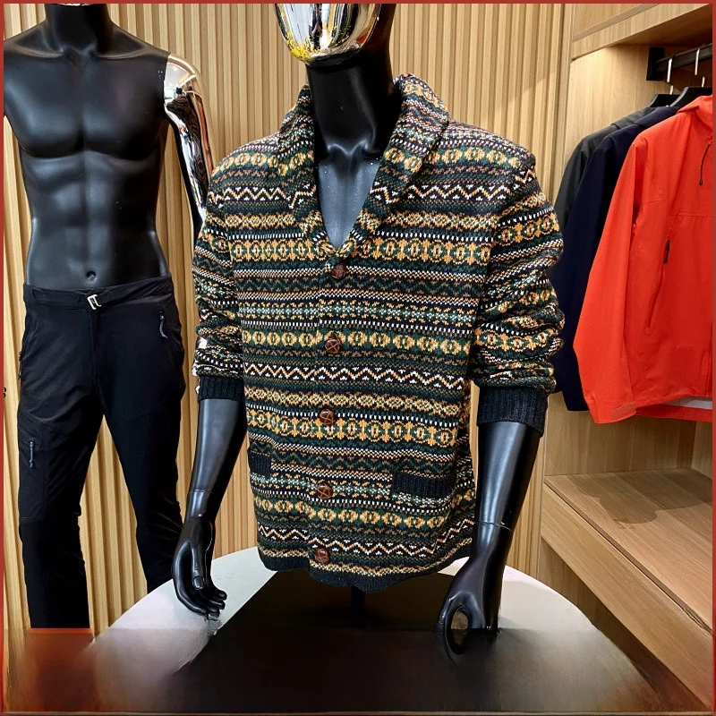 

Faionable Urban Sle eep Wool Sweater Couple's een Fruit Collar Open Cardigan Heavy 2 Pou Single Piece Spring Autumn