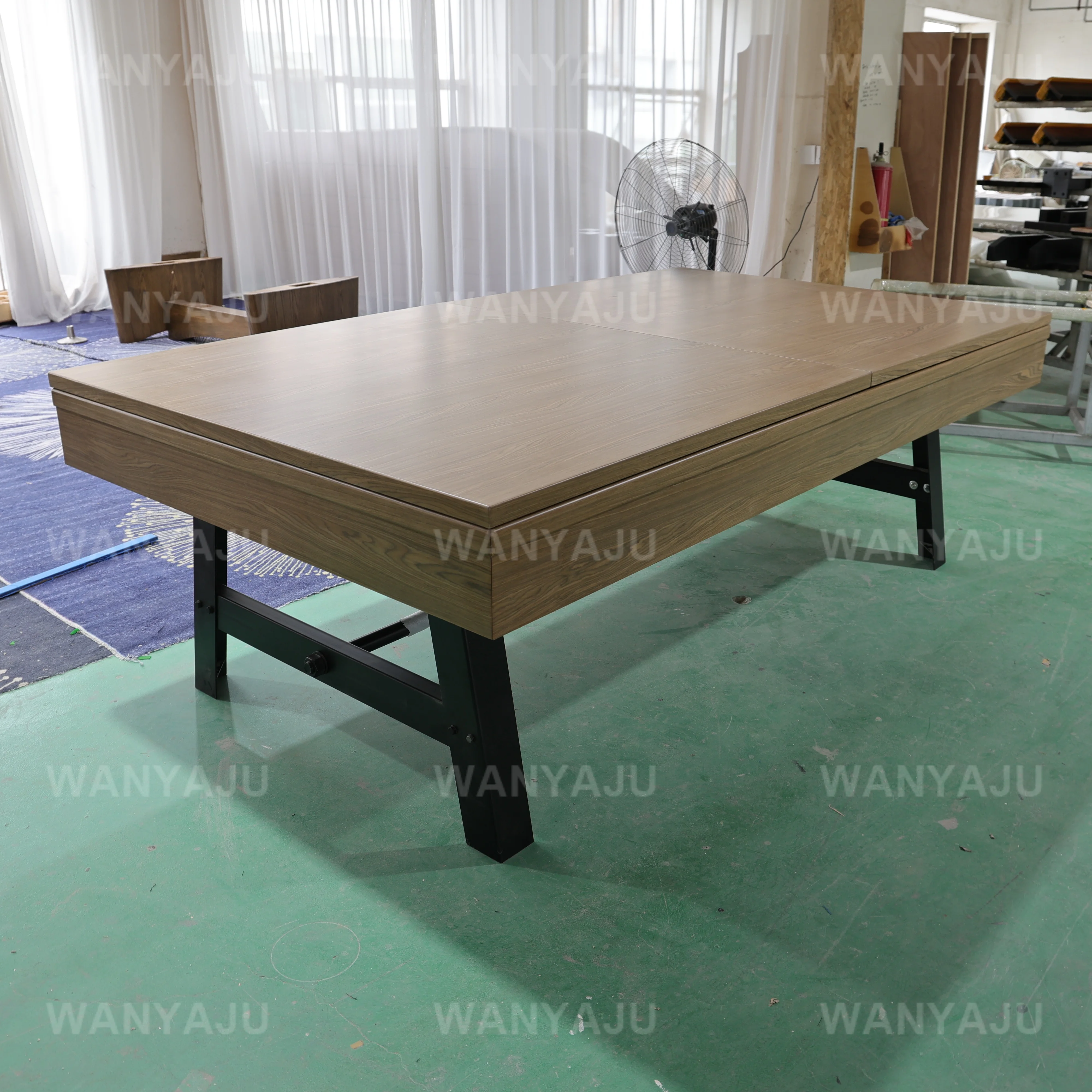 Table de billard multifonctionnelle convertible en bois massif avec plateau de salle à manger et ard