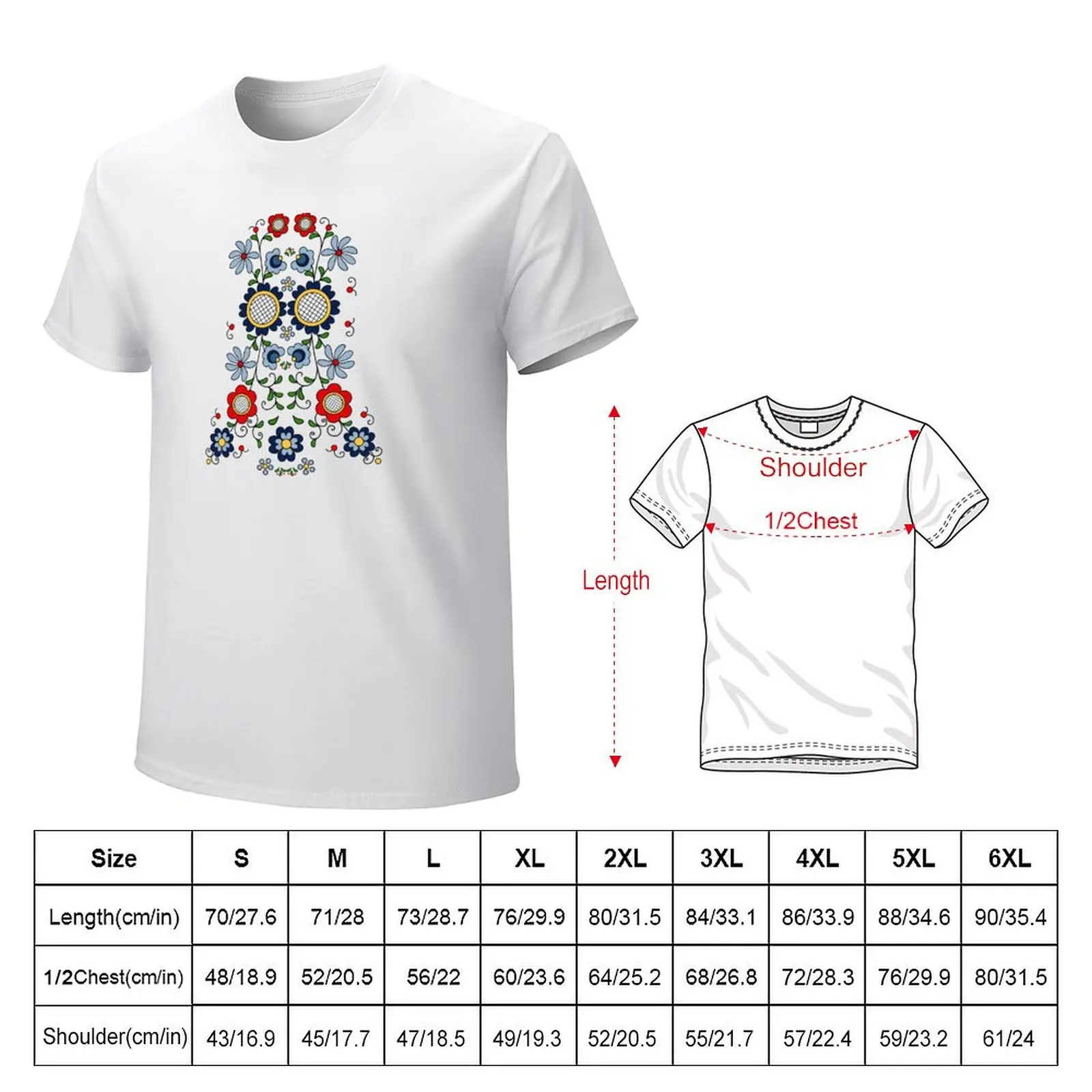 Folk - Kashubian folklore, seamless pattern on white T-Shirt quick-drying hippie clothes t shirt men