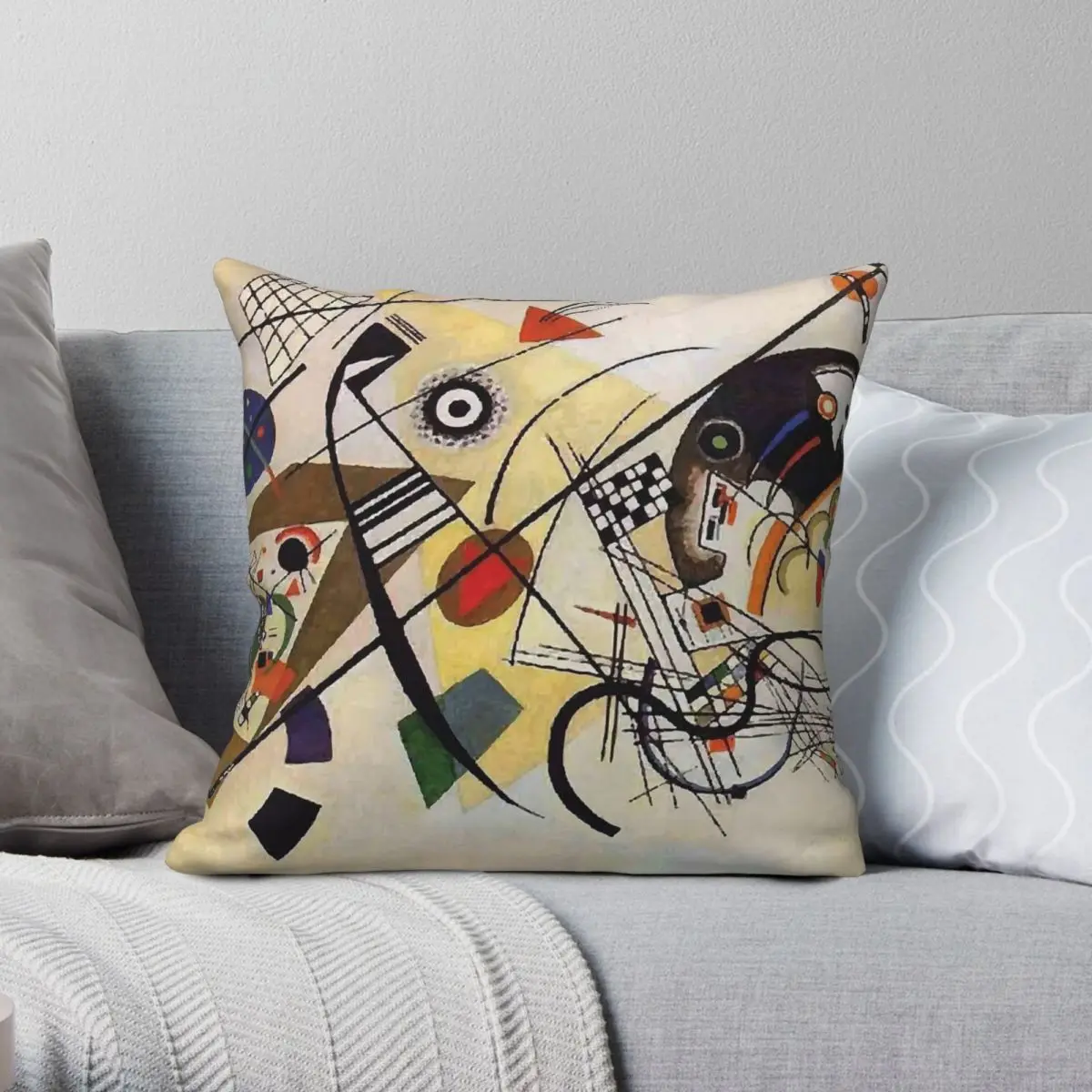 Transverse Line Wassily Kandinsky Square Pillowcase Polyester Linen Velvet Printed Zip Throw Pillow Case Bed Cushion Cover 45x45