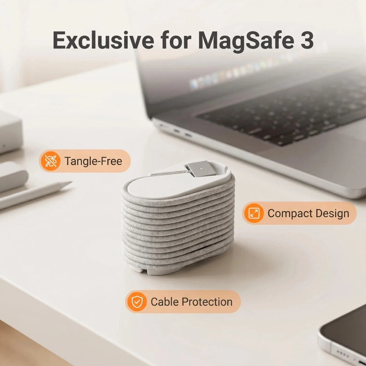 2 Portable Laptop Charging Cable Organizers, Braided Data Cable Organizers, Travel Data Cable Storage, Anti-Tangle, Universal for Desktop and Travel, Compact Cable Winder Storage Holder, Anti-Tangle Cable Management Clip, Compact Organizer, Only the Organizer, Does Not Include Cables, Does Not Include Power, Suitable For: Apple MacBook Magsafe 3 Cable Organizer, Etc