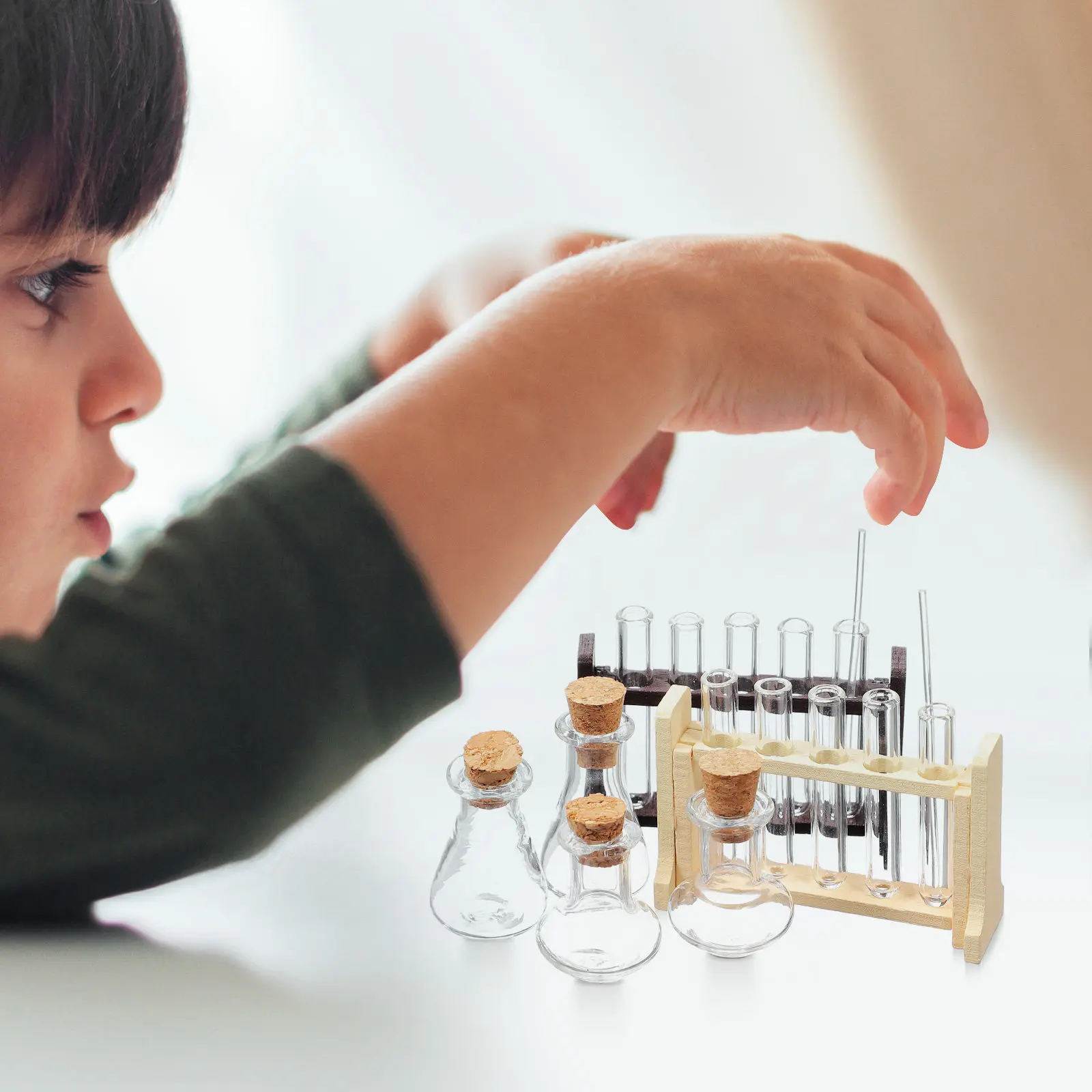 

2 Sets Miniature Glass Test Tubes Rack Mini House Decorative Accessories Simulation Laboratory Scenery Props for Micro Landscape