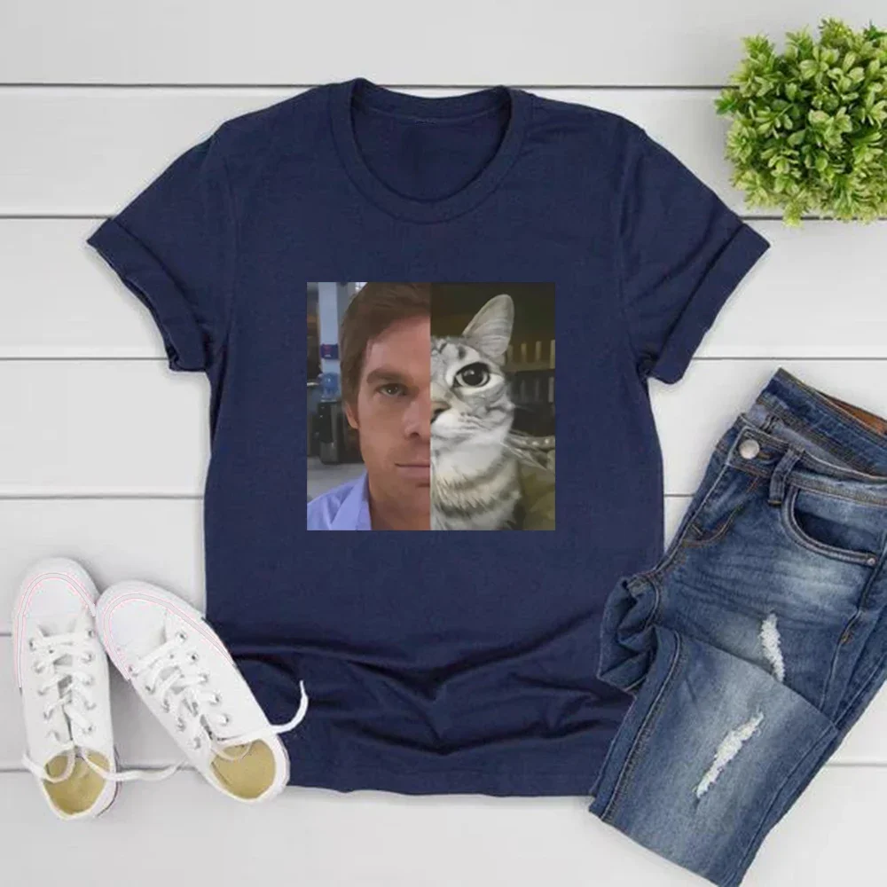 Dext Morgan Tee Funny Cat Meme Shirt Unisex T-Shirt Gift for Dexter Fans TV Show Fan Tee Funny Graphic T Shirts Women Clothing