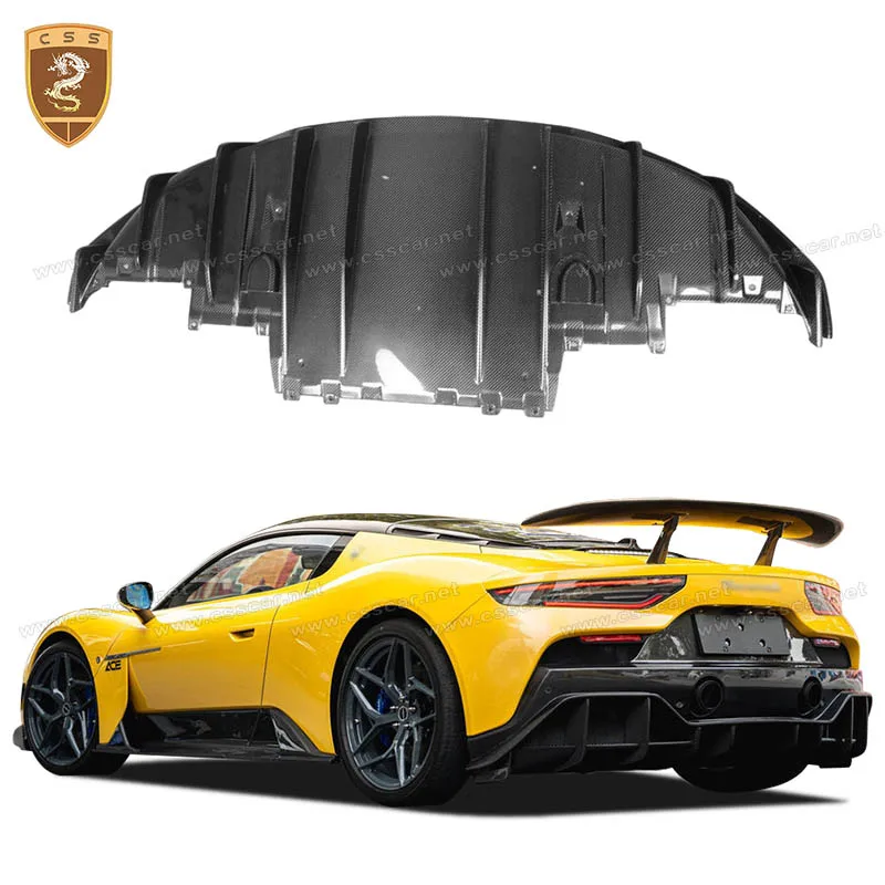 7D Style Dry Carbon Fiber Rear Bumper Diffuser Lip Guard Spoiler Plate Splitter For Maserati MC20 2020-UPMC20 Modification Kits