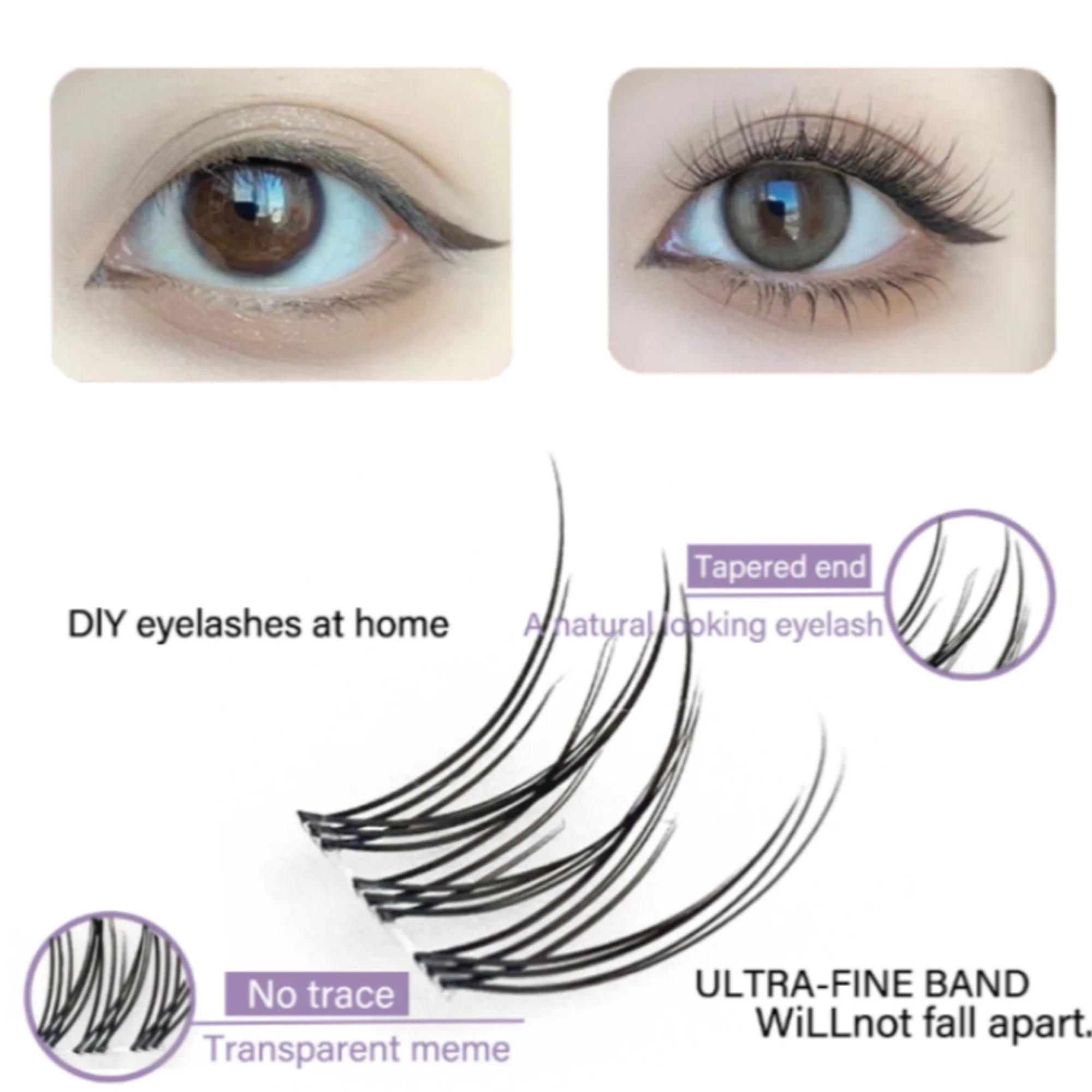 MIOFIA Mink Comic Eyelashes 120 Clusters DIY Mixed Natural False Lashes Individual Eyelash Extension Clusters Makeup Tool