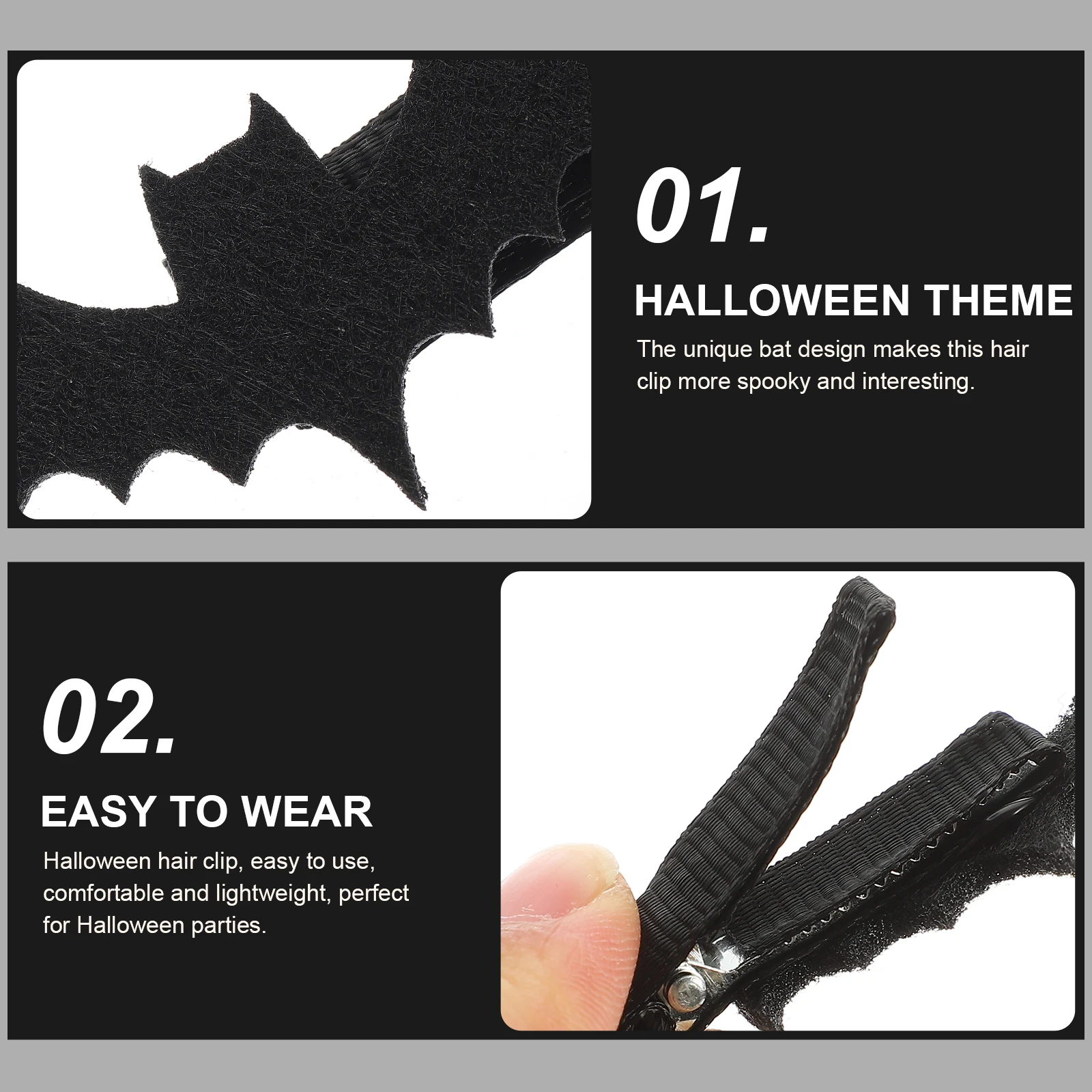 

5pcs Bat Clips Halloween Hair Accessories Duckbill Hairpins For Kids Halloween Hairpins Costume Party Masquerade Black