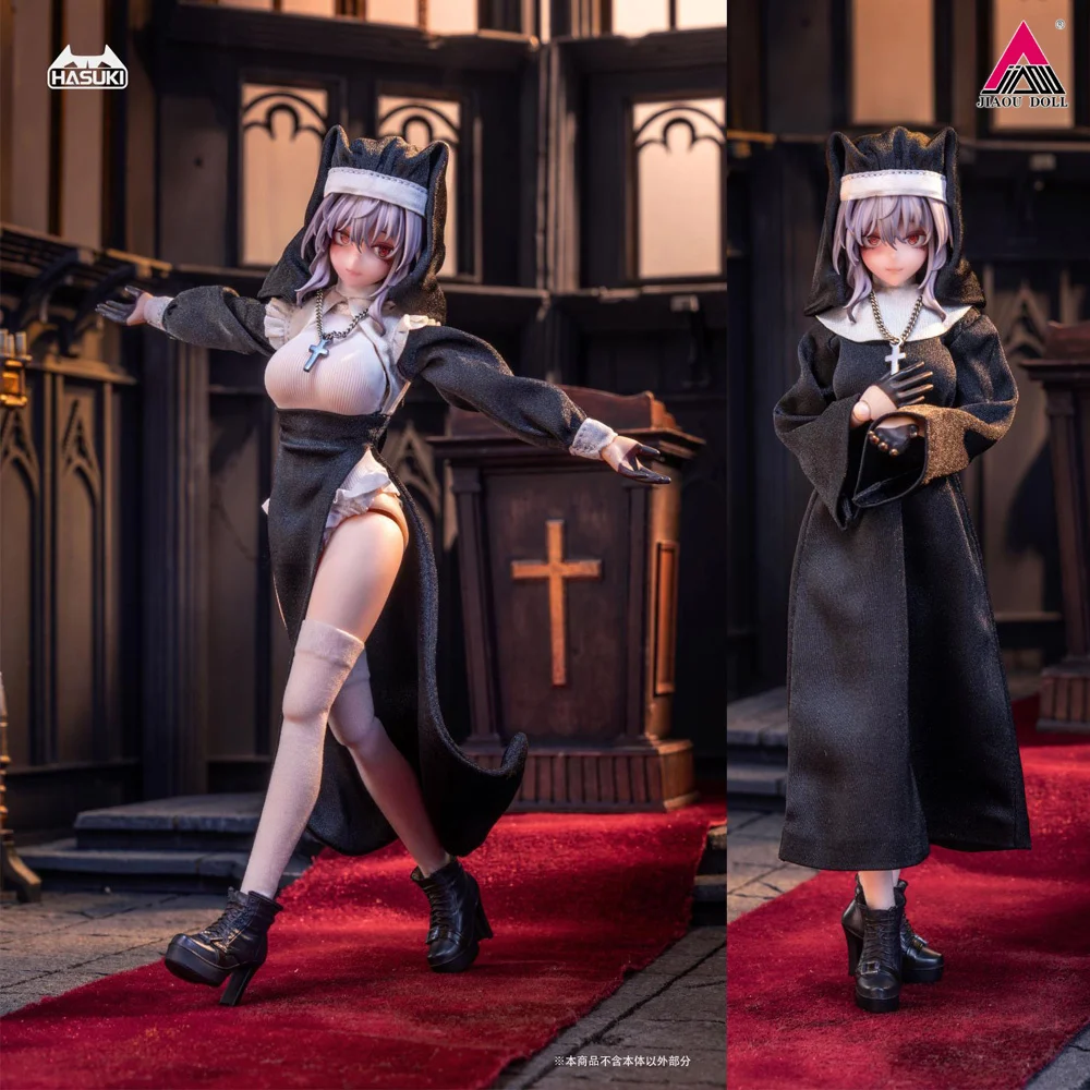 2025 Q1 HASUKI CS017 CS018 1/12 Cosplay Costume Nun Uniform Clothes Model Fit 6'' Female Soldier Action Figure Body Dolls