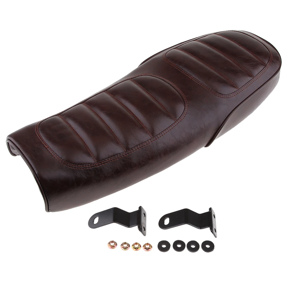 Sella Moto Retrò Durevole 63cm Cafe Racer Vintage Flat Brat Marrone