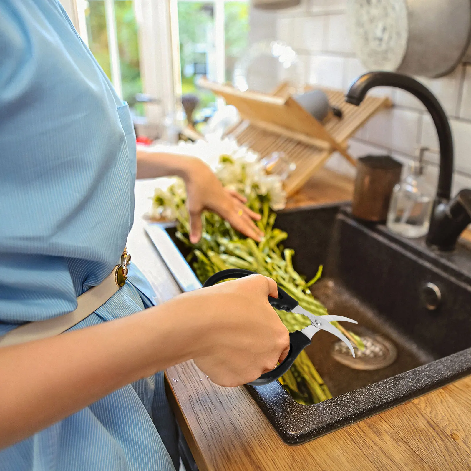 

3Pcs Stainless Steel Kitchen Scissors Ergonomic Seafood Shears Shrimp Ambidextrous Use Kitchen Shears