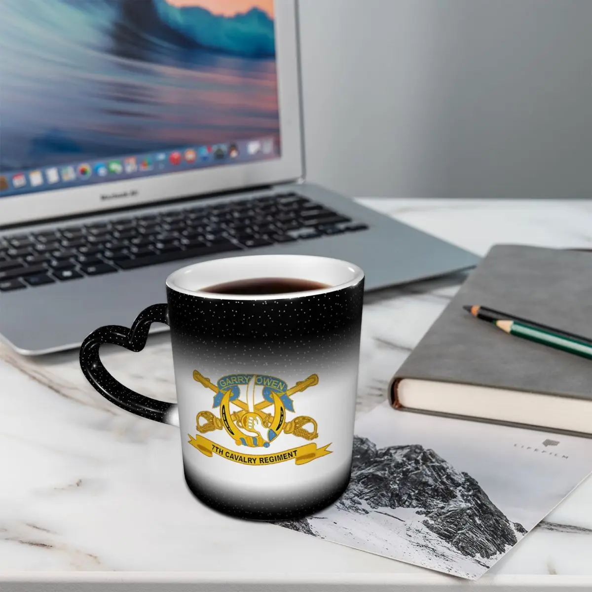 Army - 7th Cavalry Regiment W Br - Ribbon Mug Funny Ceramic Coffee Cups Tea Mugs Milk Cup Drinkware Gift for Woman Man