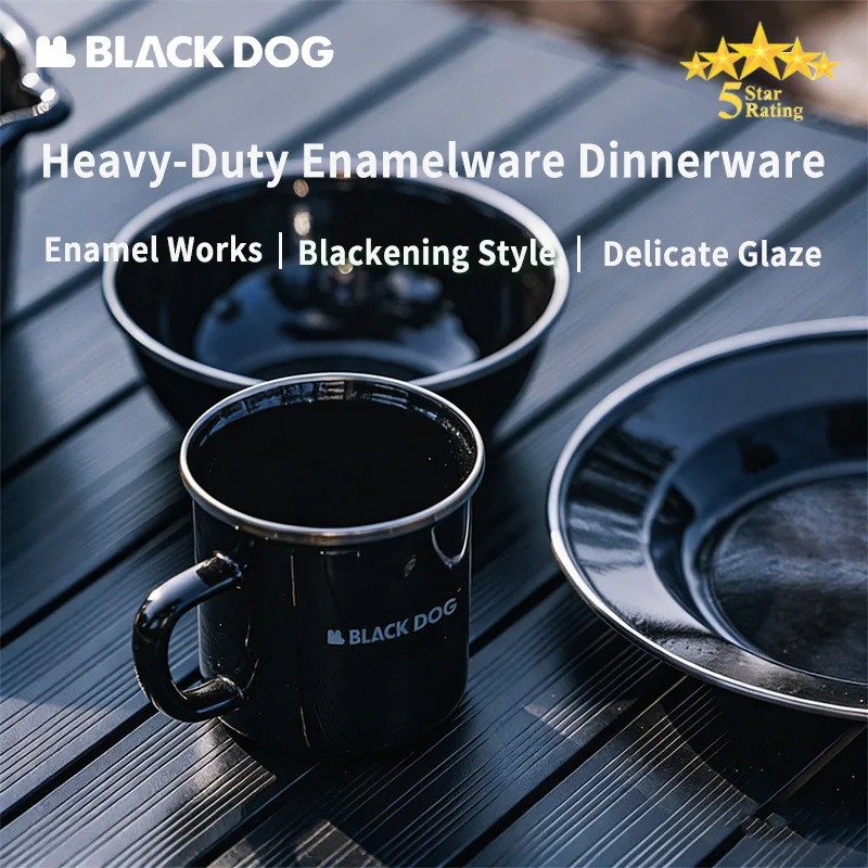 

BLACKDOG Enamel Camping Dinnerware Set, Lightweight Bowls Plates for Outdoor Picnic Hiking, Portable Mess Kit for Backpacking