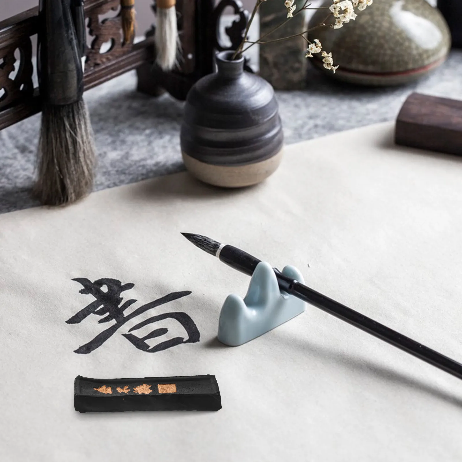 

Bu Ink Stick Firm Fine Smoke Black Shiny Ink Block for Calligraphy Practice Painting Writing Student Art Supplies