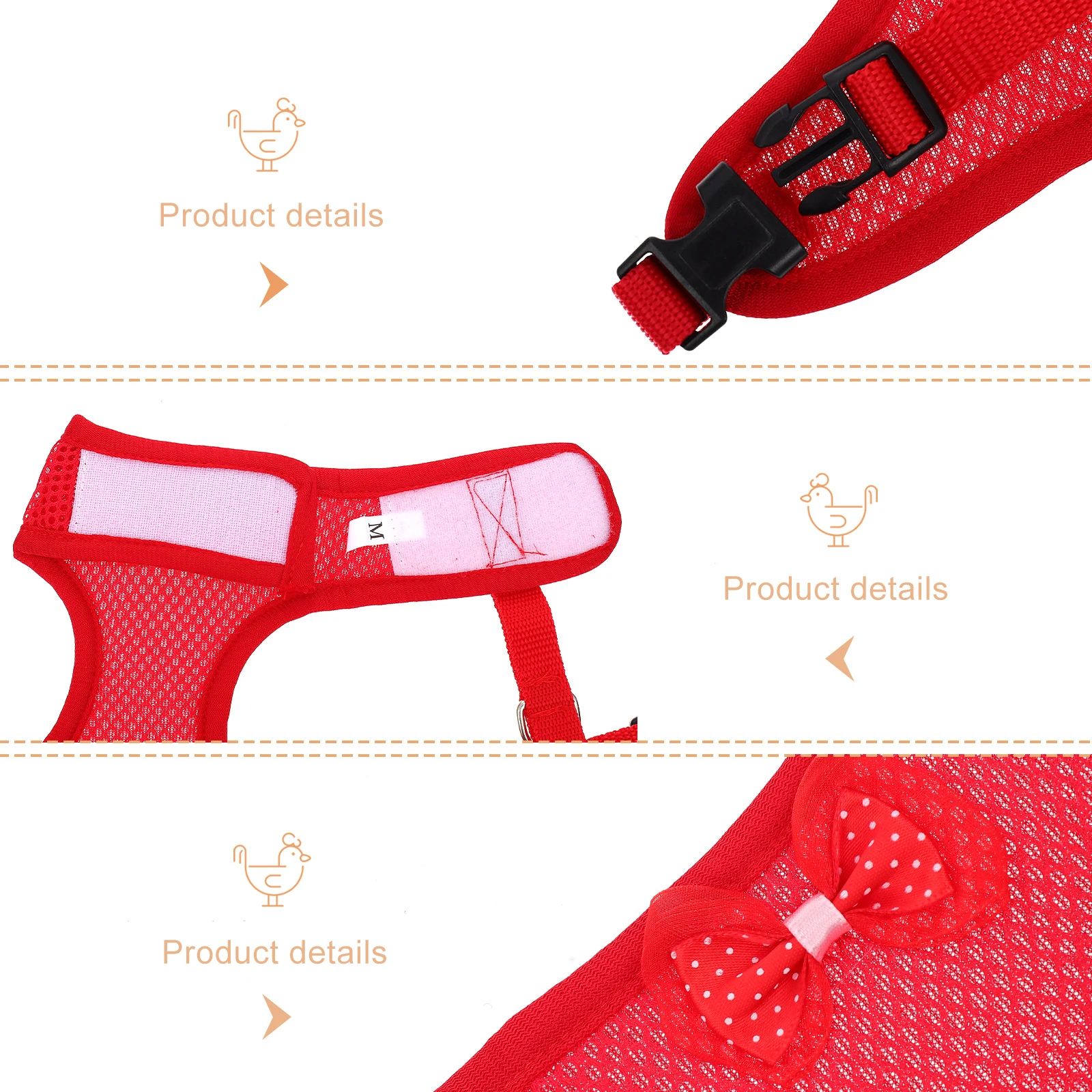 

Durable Rooster Harness Chicken Vest Adjustable Fabric Leash For Outdoor Pet Chicken Walking Easy Control Not Break Protect Hand