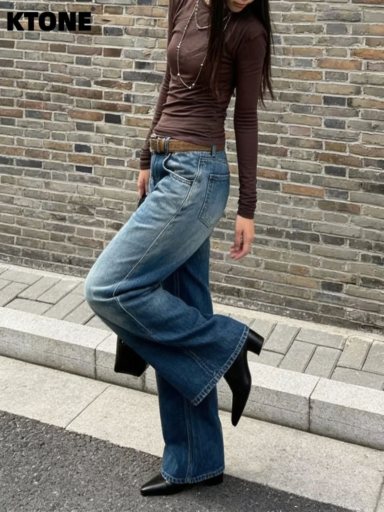 

Hip Hop Jeans Gender Neutral Blue Baggy Denim Retro Drip For Dating No accessories or belts included
