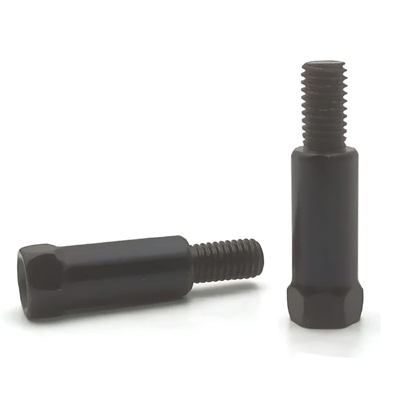 1 Paar längere schwarz-silberne Motorrad-Rückspiegeladapter M8 8mm, Rechts- und Linksgewinde, Wechselschraube – Detail 3