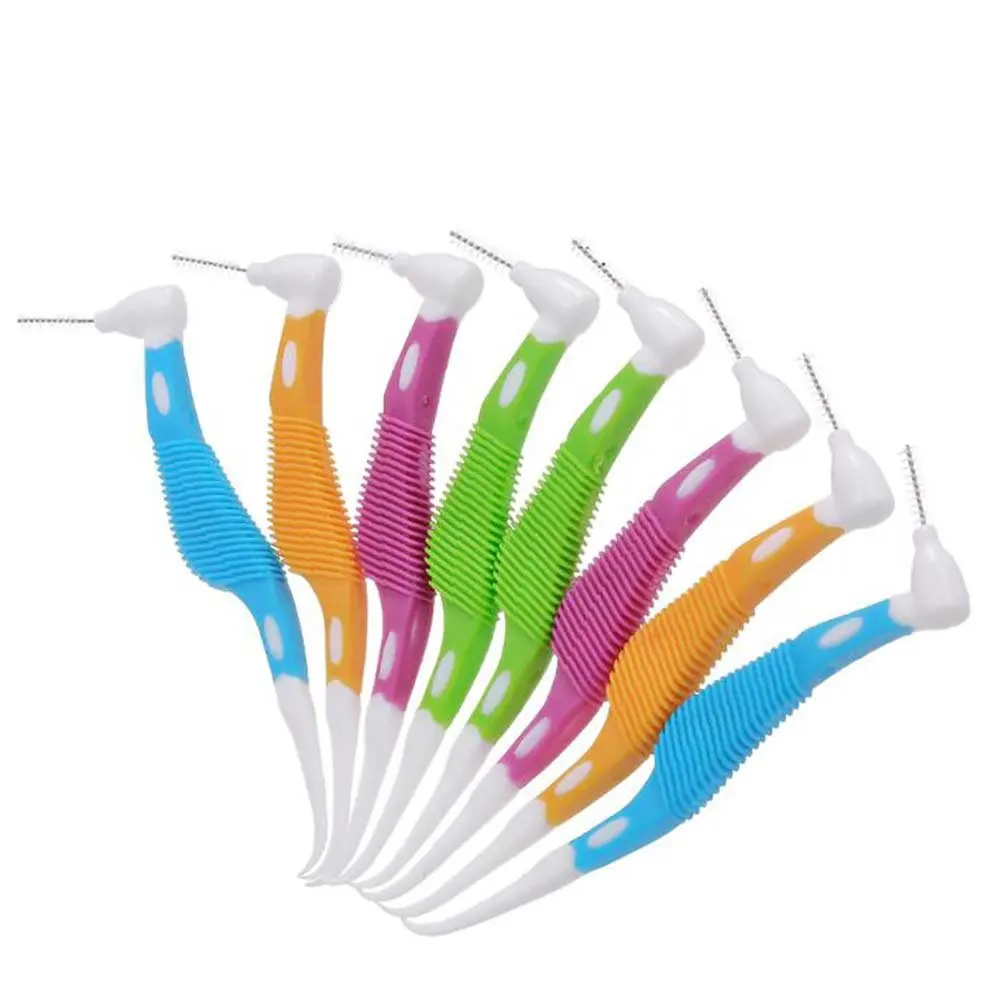 8Pcs Interdental Cleaners Toothpick Brush Shape Easy Use Compact Box Oral Care Tool Removes Food Debris Between