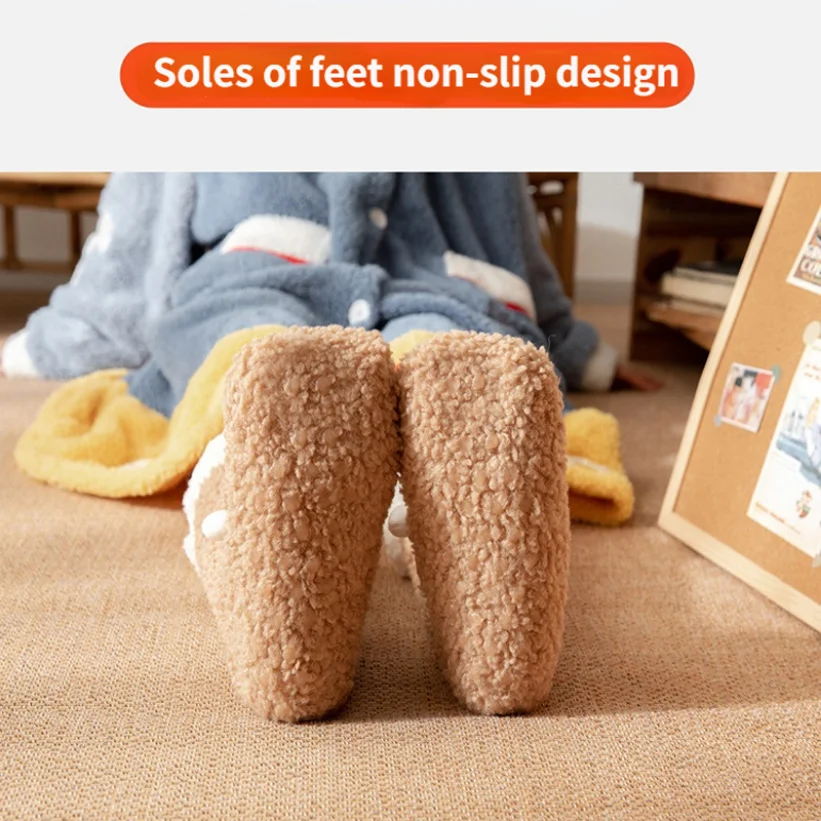 Fuzzy Sock Thermal Womens Kawaii Plush Grip Winter Warm Soft Female Home Indoor Silicone Non slip Thick Slipper Floor Sock Gift
