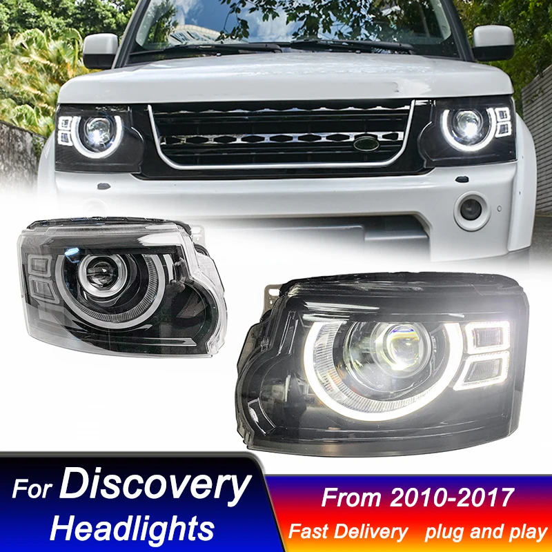 حار تصفيف السيارة المصابيح الأمامية لاند روفر ديسكفري 3 4 الرياضة 10-17 جديد المدافع نمط كامل LED DRL السيارات مصباح إشارة رئيس مصباح