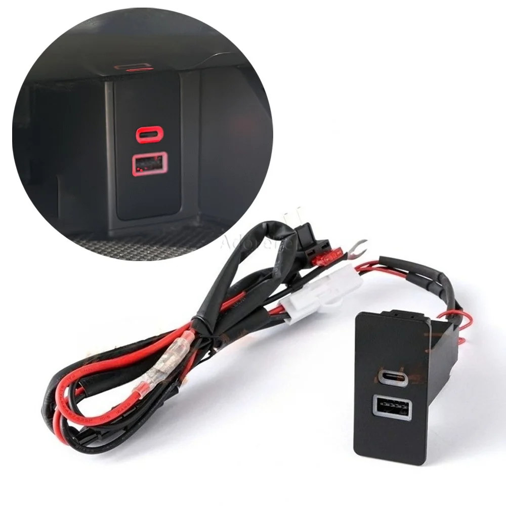 1 PC Car Dual USB Fast Phone Charger Type C Socket Charging Outlet Power Adapter Fit for VW Golf 7 Golf 7.5