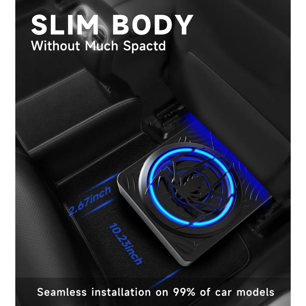

Slim Underseat Active Car Subwoofer Amplifier 1200W with Ambient Light Deep Bass-NEW