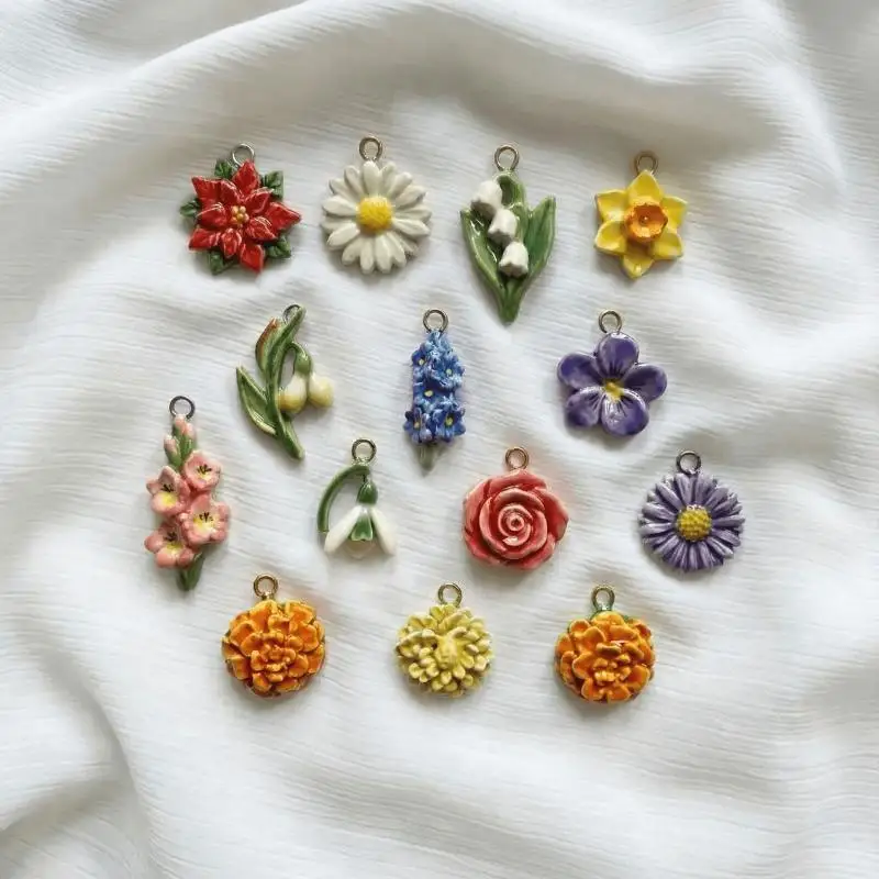 DIY Pflanzen- und Blumen-Anhänger, pastorales, farbenfrohes Design für Ohrringe, Halsketten, Armbänder, Schmuckherstellung, Zubehör – Detail 4
