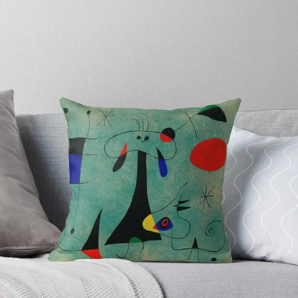 Joan Miró Personnage, Chien, Oiseaux - Figure, Dogs, Birds Throw Pillow Pillow Cases Luxury Sofa Cushions Pillow