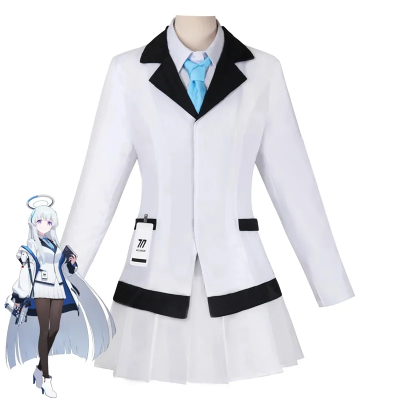 CyGame 블루 아카이브 애니메이션 우시오 노아 코스프레 의상 일본 학교 유니폼 스커트 코트 가발 여성 섹시한 카니발 슈트