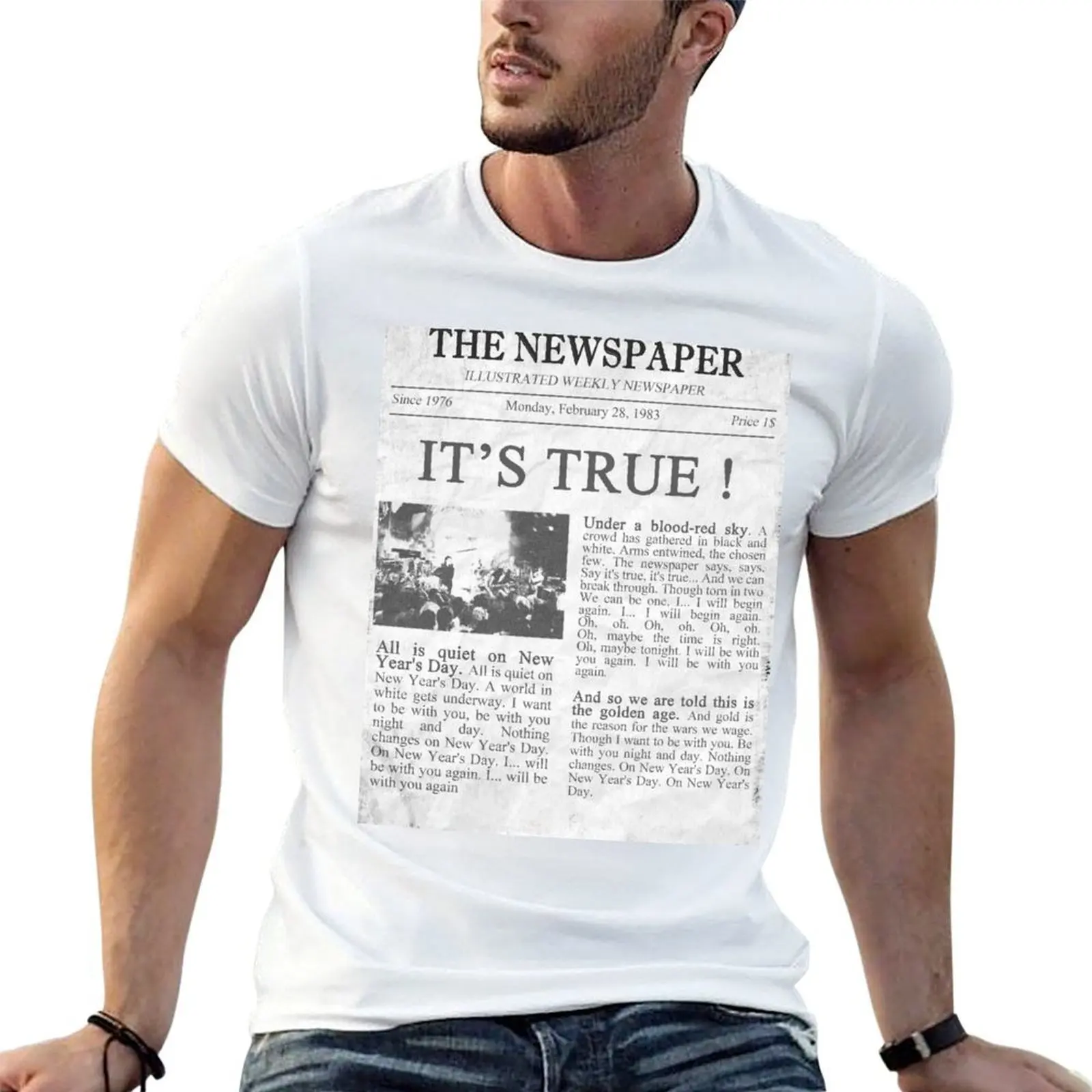 u2 new years day newspaper T-Shirt man clothes Personalized t-shirt mens t shirts casual stylish