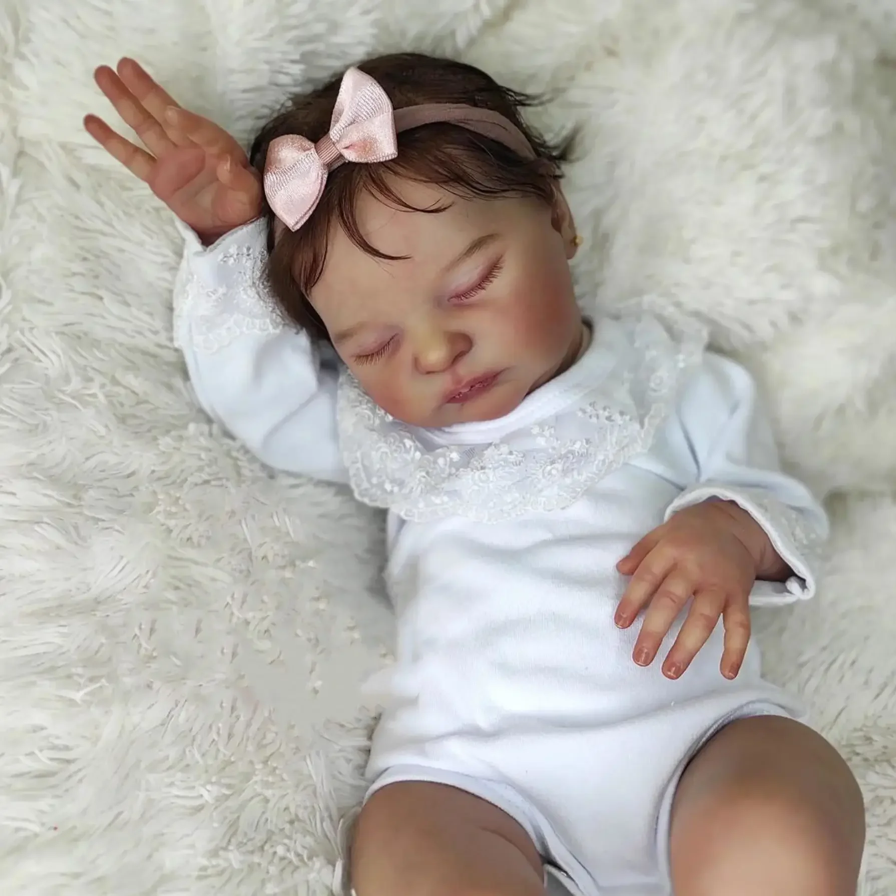 BZDOLL Realistic 50cm Soft Silicone Asleep Reborn Baby Doll With 3D-pating Skin and Veins, Alive 20inch Newborn Bebe Girl Gift