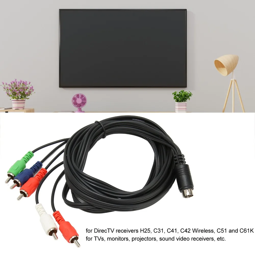 

Flexible Mini 10 Pin AV DIN Cable Red Green Blue and Red White Plug and Play 10 Pin DIN to 5RCA Cable 1.8m/5.9ft