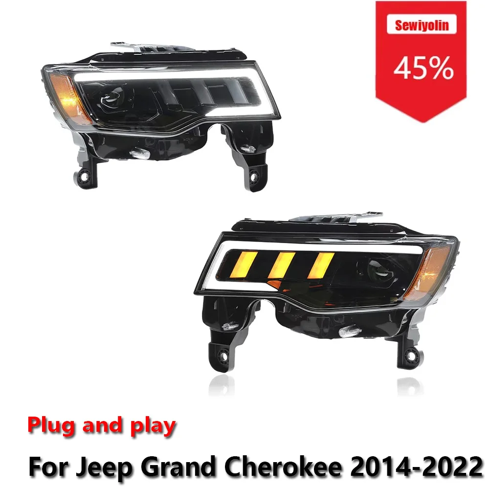 

Sewiyolin автомобильные светодиодные фары аксессуары для Jeep Grand Cherokee 2014-2022 DRL тормозной указатель поворота Plug and Play