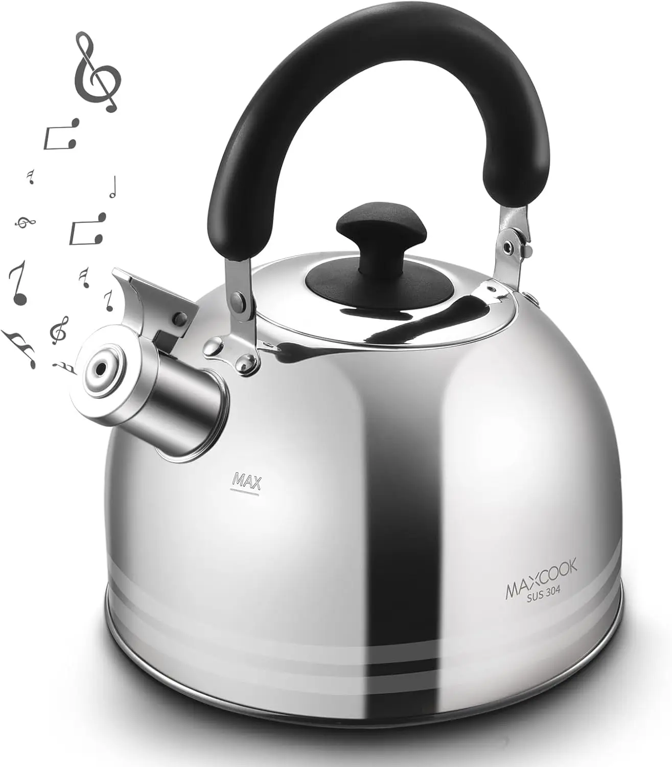 

6L Stainless Steel Whistling Tea Kettle for Stovetop, Mirror Polish, Large Capacity for Family Use
